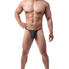 Mens Underwear Mesh Breathable Smooth Low Rise Bikini Thong G-string Briefs 