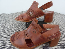 Pikolinos Womens Sandals UK6 EU39 Tan Leather Block Heel Handmade in Spain ES38