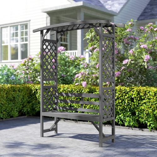 Grey wooden garden - arbour, with