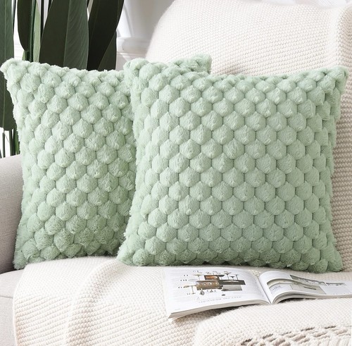 Set faux wool sage - of,