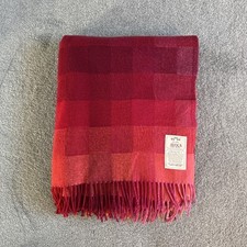Avoca the Mill 100% Pure Lambswool Throw Blanket Made in Ireland Red Orange