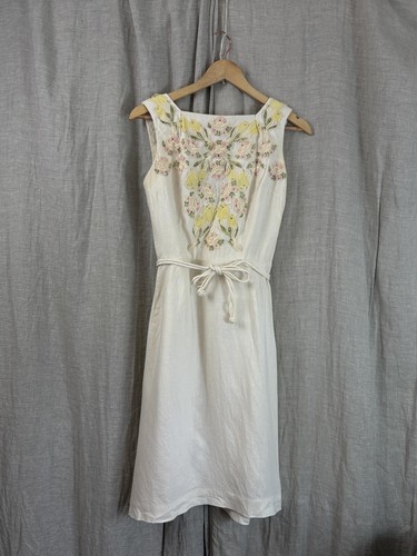 50s linen easter spring dress - 50s,