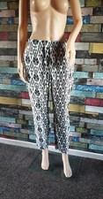 Ladies George White Geometric Print Harem Hippy Casual Summer Trousers Size 12