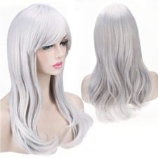 Grey Wig - 20" Long Wavy Hair for Costume Party - By TRIXES