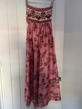 Insta Girl Pink Floral Satin Strapless Cropped Jumpsuit Size S, immaculate