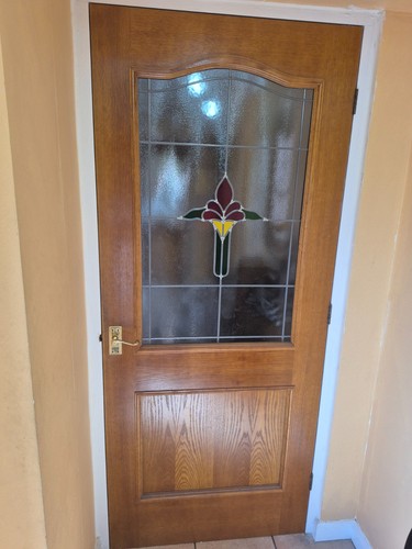Solid oak stained - , glass