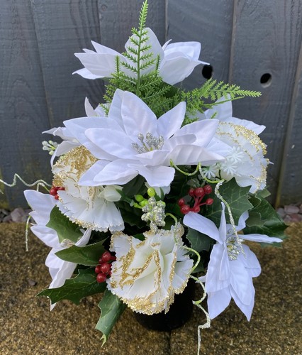 Christmas grave memorial pot - memorial,