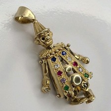 9ct gold Gem Set Articulated clown Pendant 6.9g Fully Hallmarked 9k 375 R75