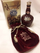 (Empty) Royal Salute 21 Year Blended Scotch Whisky Bottle and Velvet Bag
