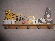 Children's Bedroom Nursery Door Wall Wooden Coat Hooks Hanger - Cat theme - Kids