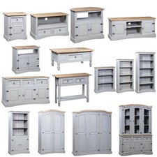 Rustic Mexican Pine Wood Corona Waxed Furniture Home Grey Body and Brown Top