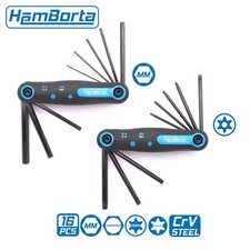 Allen Key Set & Torx Key Set HemBorta 16pc Folding Star Key Set MM Hex Key Set