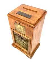 Antique Mid Century Country House Wooden Letter Post Box / Stationery c1950