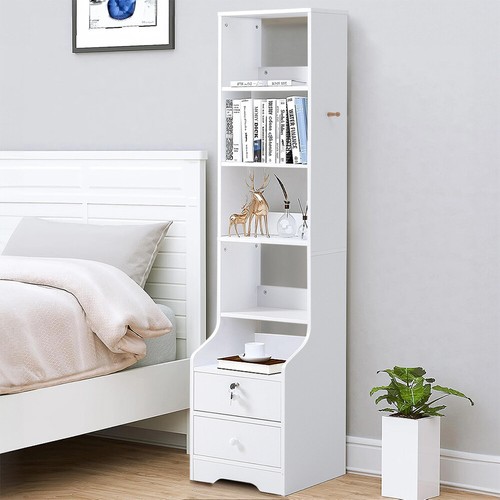 White tall drawers bedside - tall,