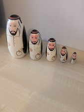 Vintage Fakih Collection 5-Piece Russian Dolls  Arabic Man  Cream & Black – Rare