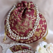 Dark red Embroidered