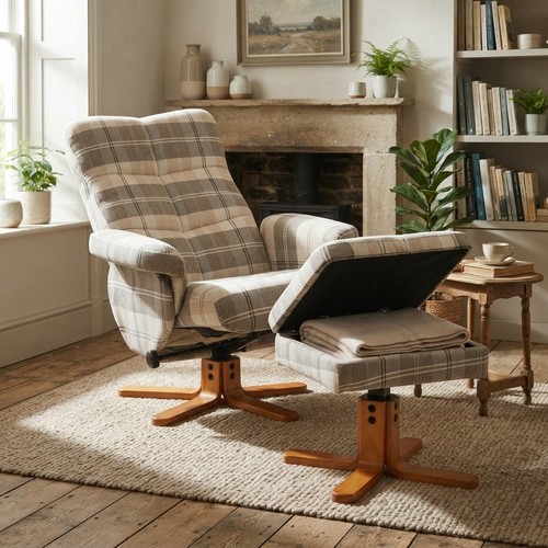 Elegant linen swivel recliner - elegant,