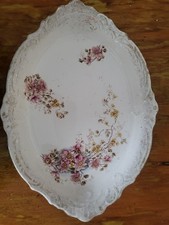 Antique Serving Plate Imperial Bonn Brocante Oval Floral Platter - Country Chic