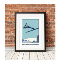 Madonna di Campiglio❤ SKI  ITALIA ❤ poster print vintage retro skiing Italy