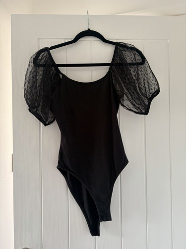 Black bodysuit with mesh - black,