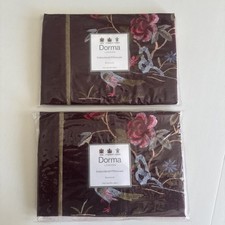 2 Dorma ' Brunswick' Pillowcases Embroidered Birds And Flowers 65x65
