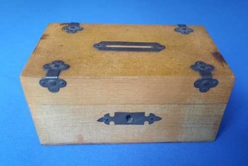Vintage wooden money box - money,