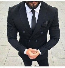 Men Black Suit Double Breasted