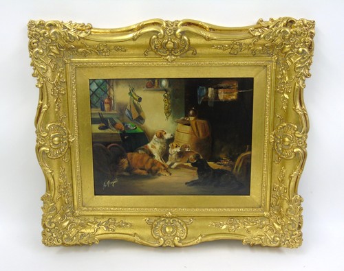 Oil canvas dogs - canvas, by