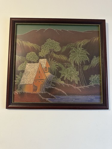 Framed textile wall art - textile,