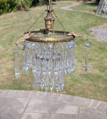 Vintage crystal glass gilt - crystal,