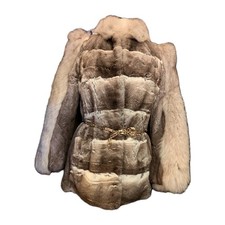 Chinchilla Blue Fox Fur Tuxedo Jacket Coat UK 10 12 Please Read Description