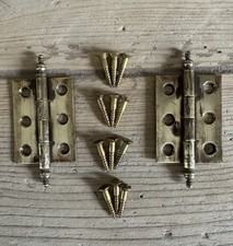 Pair Victorian Brass Hinges Furniture Cabinet Antique Salvage Flat Head Screws