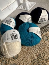 Wool and the Gang Chunky Wool Me Tender x6 balls 100 grams in blues and cream