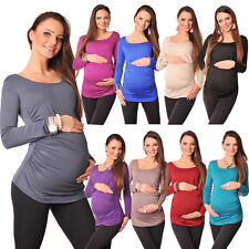 Basic Maternity Long Sleeve Stretchy Top Blouse Size 8 10 12 14 16 18 8041  