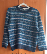 Seasalt Lemon Porch Fair Isle Jumper - UK Size 14 - Blue - Wool Mix