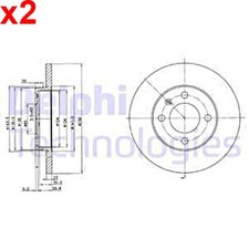 2X Delphi Brake Disc For VW