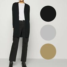 EWM Womens Light Knit Longline Edge to Edge Cardigan Black Grey Taupe Size 6-24