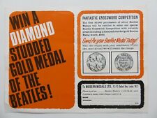 THE BEATLES  1965  UK FLYER  UNIQUE BEATLES  MEDAL 