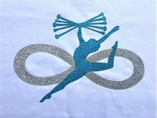 BATON TWIRLING INFINITY T SHIRT WHITE SILVER TWIRLER BLUE GLITTER ALL SIZES
