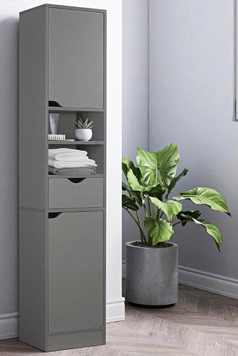Modern grey tall bathroom - tall,