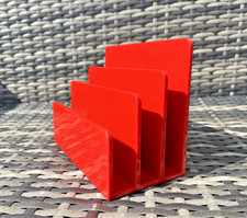 VINTAGE 90'S RED ACRYLIC OSCO 3 TIER DESK LETTER ENVELOPE RACK RECEPTION OFFICE