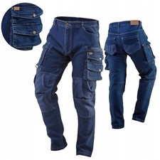 Mens Slim Fit Stretch Heavy Duty Work Jeans With Knee Pad Pockets Denim Trousers