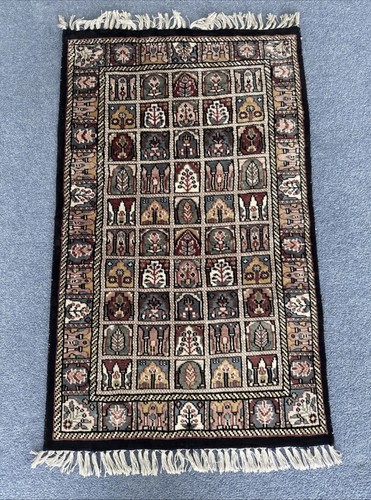 Handmade silk rug darker boxed - rug,