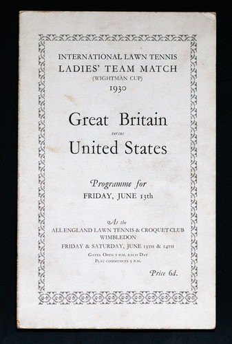 Wightman cup programme - cup,
