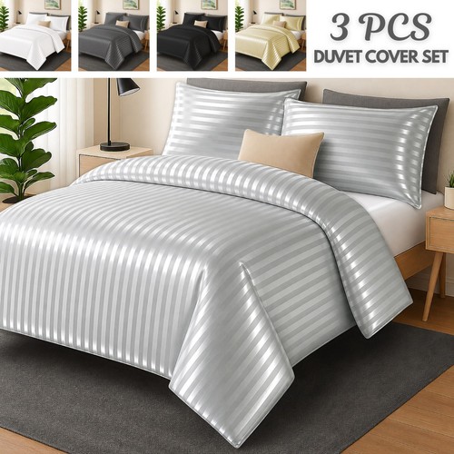 Pcs satin stripe duvet cover - 3,