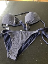 Brand New Atmosphere Navy And White Bikini Padded Bra 14, And Bottoms 16