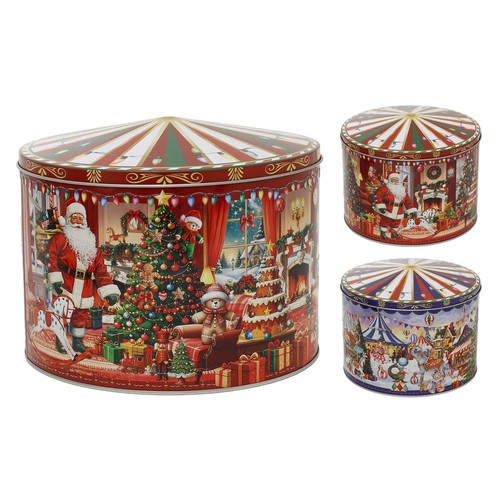 Christmas storage tin round - tin,,