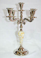 Mother of Pearl Candle Holders Metal Pillar Candelabra Wedding Gift Centerpiece