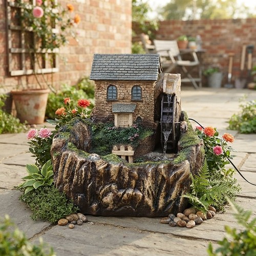 Charming solar water fountain - solar,