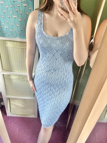 Vintage baby blue crochet midi